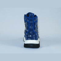 Mens High Top Shoes By FIESSO AURELIO GARCIA,Spikes Rhine stones 2412 Navy Blue - J.Valintin Men's Wear Legend - 95041