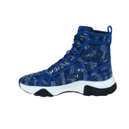 Mens High Top Shoes By FIESSO AURELIO GARCIA,Spikes Rhine stones 2412 Navy Blue - J.Valintin Men's Wear Legend - 95041