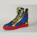 Mens High Top Shoes FIESSO by AURELIO GARCIA Chain Medusa Celebrity 2421 Blue - J.Valintin Men's Wear Legend - 95091