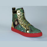 Mens High Top Shoes FIESSO by AURELIO GARCIA Chain Medusa Celebrity 2421 Green - J.Valintin Men's Wear Legend - 95097