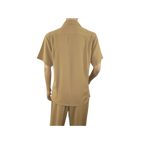 Mens INSERCH 2pc Walking Leisure Suit Shirt Pants Set Short Sleeves 9356 Khaki - J.Valintin Men's Wear Legend - 94120