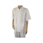 Mens INSERCH 2pc Walking Leisure Suit Shirt Pants Set Short Sleeves 9356 White - J.Valintin Men's Wear Legend - 94112