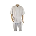 Mens INSERCH 2pc Walking Leisure Suit Shirt Pants Set Short Sleeves 9356 White - J.Valintin Men's Wear Legend - 94112
