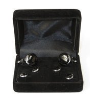 Men's J.Valintin Tuxedo Shirt Cufflinks Stud Set Black Silver 92565 - J.Valintin Men's Wear Legend - 92565