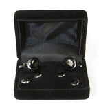 Men's J.Valintin Tuxedo Shirt Cufflinks Stud Set Black Silver 92565 - J.Valintin Men's Wear Legend - 92565