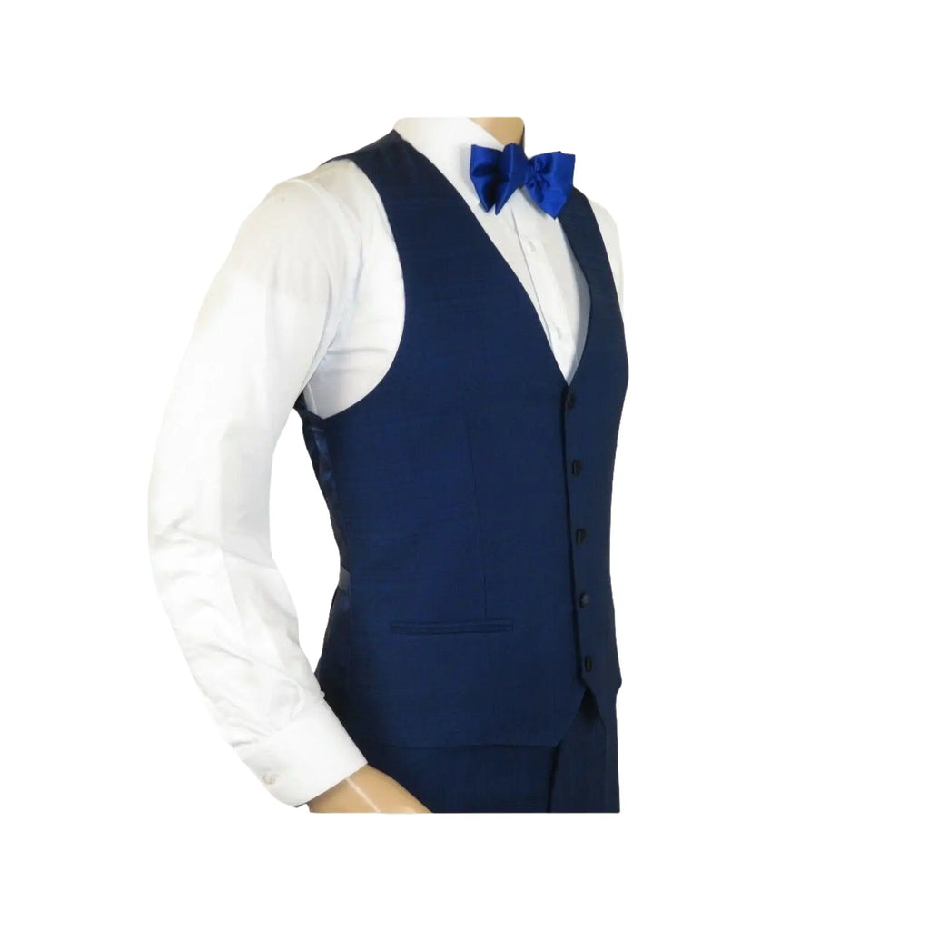 Men's Light Wool Statement Tuxedo Vested Formal Wedding Stage Suit Alberto Blue - J.Valintin Men's Wear Legend - 31837