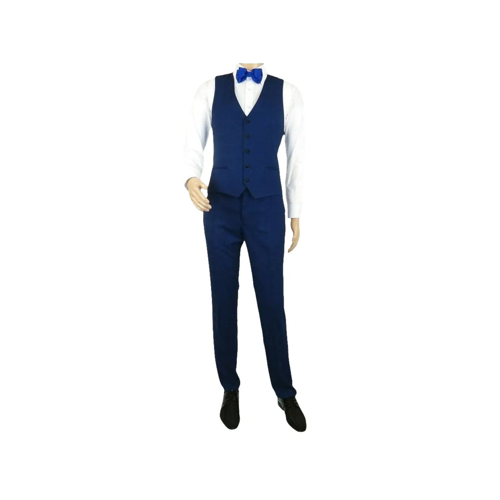 Men's Light Wool Statement Tuxedo Vested Formal Wedding Stage Suit Alberto Blue - J.Valintin Men's Wear Legend - 31837
