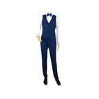 Men's Light Wool Statement Tuxedo Vested Formal Wedding Stage Suit Alberto Blue - J.Valintin Men's Wear Legend - 31837