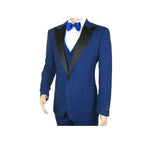 Men's Light Wool Statement Tuxedo Vested Formal Wedding Stage Suit Alberto Blue - J.Valintin Men's Wear Legend - 31837