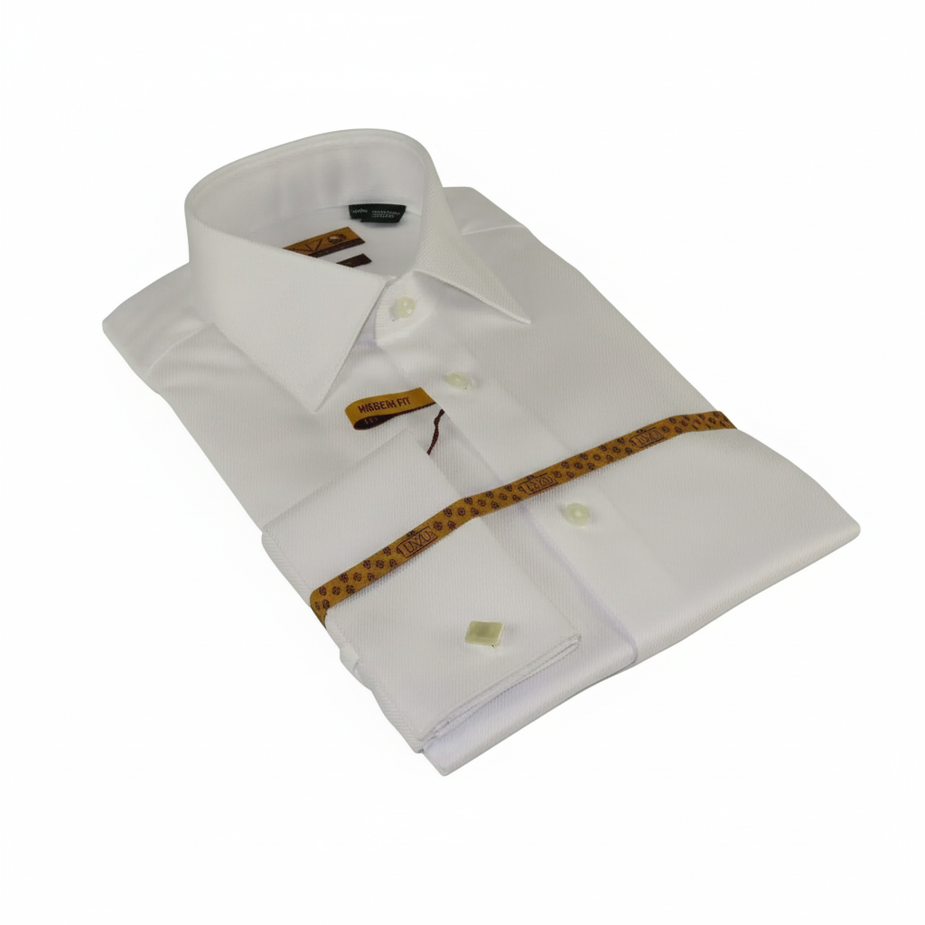 Mens long sleeves Cotton Shirt French Cuffs Wrinkle Resistance ENZO 61102 White