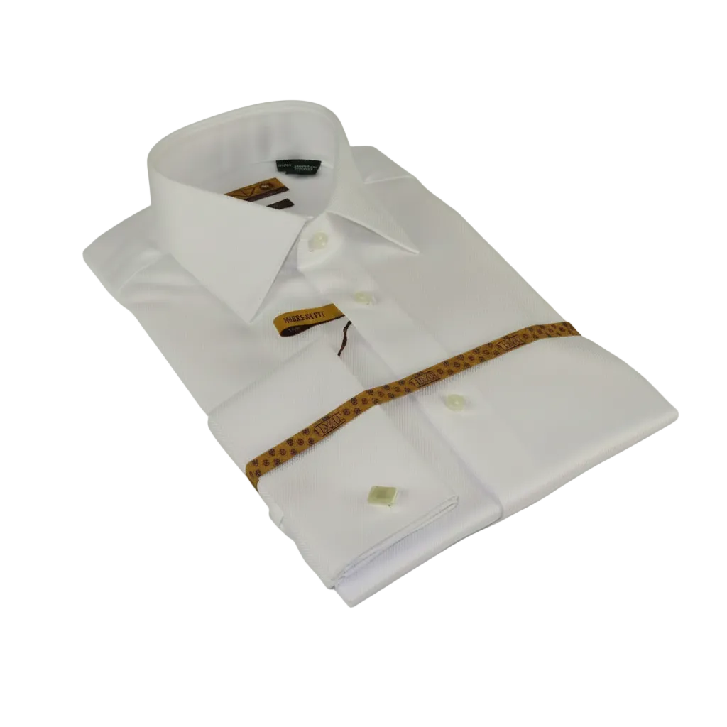 Mens long sleeves Cotton Shirt French Cuffs Wrinkle Resistance ENZO 61102 White