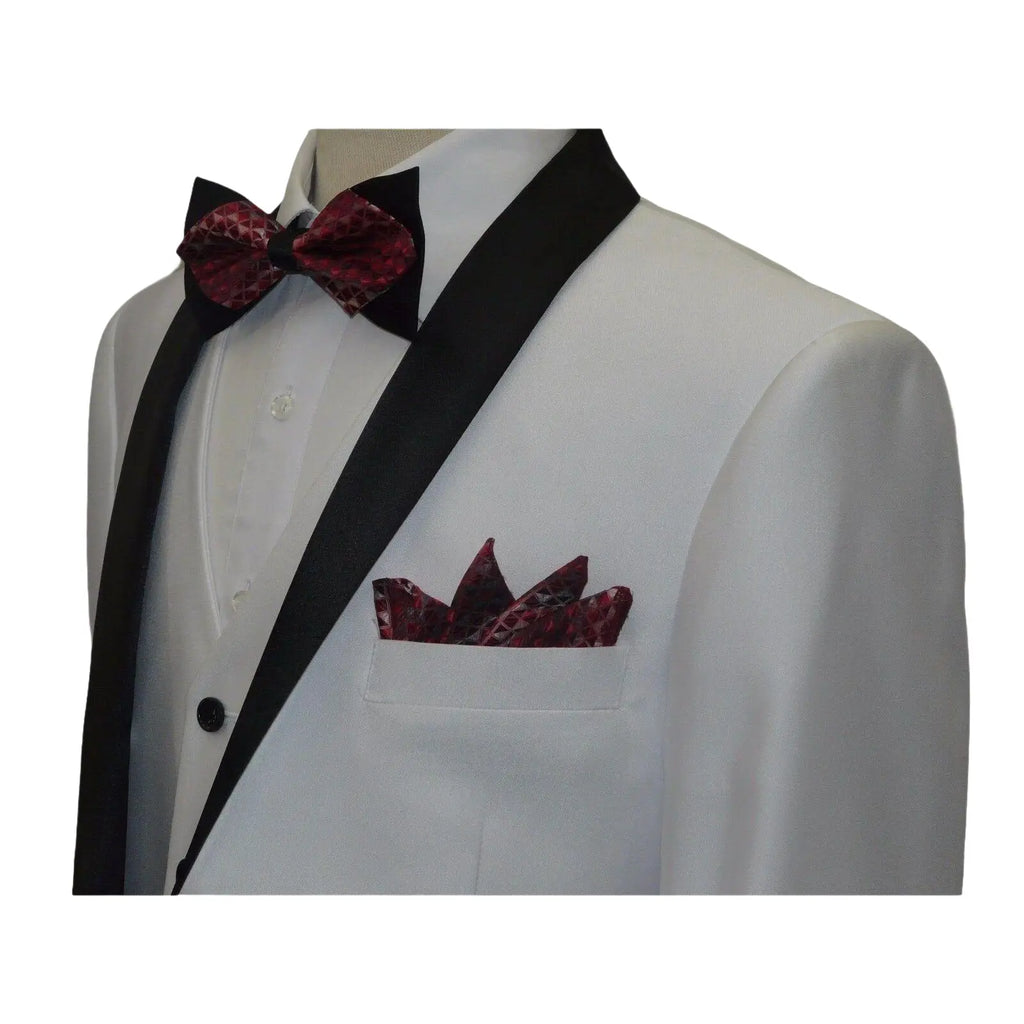 Men's Lorenzo Bruno Shawl Tuxedo Slim 3 Piece Shiny Formal Suit S6501V White - J.Valintin Men's Wear Legend - 19886