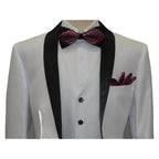 Men's Lorenzo Bruno Shawl Tuxedo Slim 3 Piece Shiny Formal Suit S6501V White - J.Valintin Men's Wear Legend - 19886
