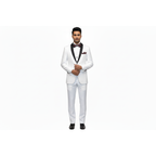 Men's Lorenzo Bruno Shawl Tuxedo Slim 3 Piece Shiny Formal Suit S6501V White