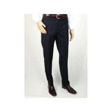 Men's MANTONI Flat Front Pants 100% Wool Super 140's Classic Fit 40901 Navy Blue - J.Valintin Men's Wear Legend - 10375