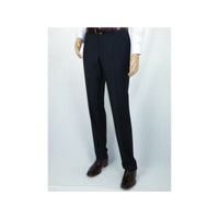 Men's MANTONI Flat Front Pants 100% Wool Super 140's Classic Fit 40901 Navy Blue - J.Valintin Men's Wear Legend - 10375