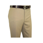 Mens MANTONI Flat Front Pants All Wool Super 140's Classic Fit 40901 Beige - J.Valintin Men's Wear Legend - 19268