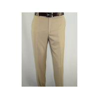 Mens MANTONI Flat Front Pants All Wool Super 140's Classic Fit 40901 Beige - J.Valintin Men's Wear Legend - 19268