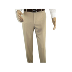Mens MANTONI Flat Front Pants All Wool Super 140's Classic Fit 40901 Beige - J.Valintin Men's Wear Legend - 19268