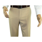 Mens MANTONI Flat Front Pants All Wool Super 140's Classic Fit 40901 Beige - J.Valintin Men's Wear Legend - 19268