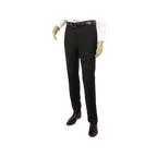 Men's Mantoni Flat Front Pants All Wool Super 140's Classic Fit 40901 Black - J.Valintin Men's Wear Legend - 9525