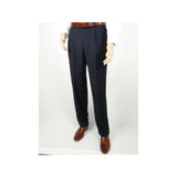 Mens MANTONI Pleated Dress Pants 100% Wool Super 140's Classic Fit 40901 Navy - J.Valintin Men's Wear Legend - 19308