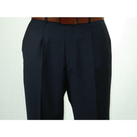 Mens MANTONI Pleated Dress Pants 100% Wool Super 140's Classic Fit 40901 Navy - J.Valintin Men's Wear Legend - 19308