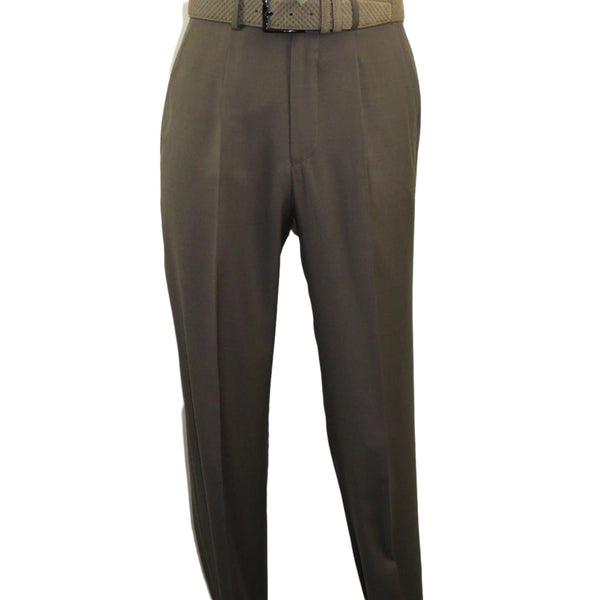 Mens MANTONI Pleated Dress Pants 100% Wool Super 140's Classic Fit 40901 Taupe - J.Valintin Men's Wear Legend - 19321