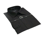 Mens Milani dress shirt soft cotton Blend easy wash business long sleeves Black - J.Valintin Men's Wear Legend - 5619