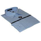 Mens Milani dress shirt soft cotton Blend easy wash business long sleeves Blue - J.Valintin Men's Wear Legend - 2678