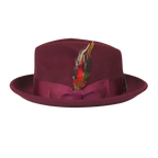 Men's Milani Wool Fedora Hat Soft Crushable Lined FD219 Burgundy - J.Valintin Men's Wear Legend - FD219 - Burgundy - S