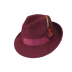 Men's Milani Wool Fedora Hat Soft Crushable Lined FD219 Burgundy - J.Valintin Men's Wear Legend - FD219 - Burgundy - S