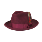 Men's Milani Wool Fedora Hat Soft Crushable Lined FD219 Burgundy - J.Valintin Men's Wear Legend - FD219 - Burgundy - S
