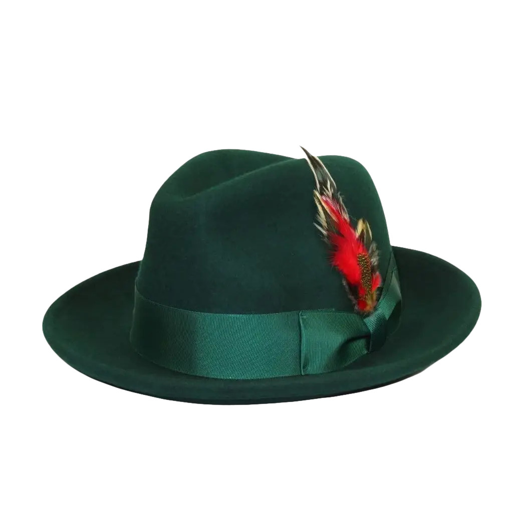 Men's Milani Wool Fedora Hat Soft Crushable Lined FD219 Emerald