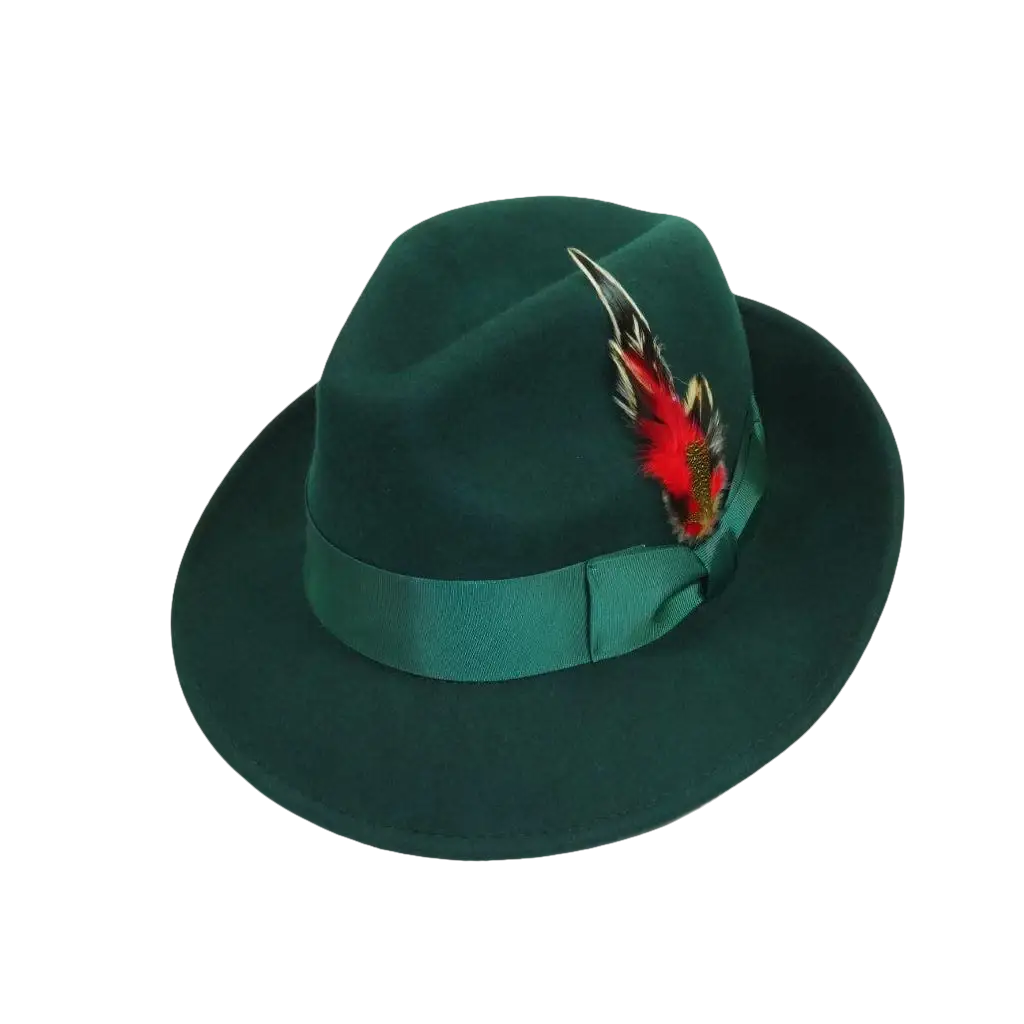 Men's Milani Wool Fedora Hat Soft Crushable Lined FD219 Emerald