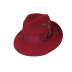 Men's Milani Wool Fedora Hat Soft Crushable Lined FD219 Red Wine - J.Valintin Men's Wear Legend - FD219 - Red - S