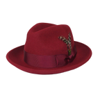 Men's Milani Wool Fedora Hat Soft Crushable Lined FD219 Red Wine - J.Valintin Men's Wear Legend - FD219 - Red - S