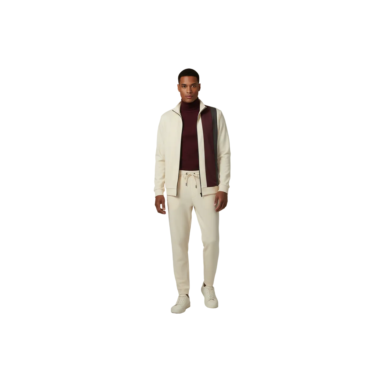 Men's Monte Carlo Turkey Jogging Suit 2pc Jump Set Stretchable 95061 Ivory Wine