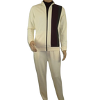 Men's Monte Carlo Turkey Jogging Suit 2pc Jump Set Stretchable 95061 Ivory Wine - J.Valintin Men's Wear Legend - 95061 - Ivory Wine - M