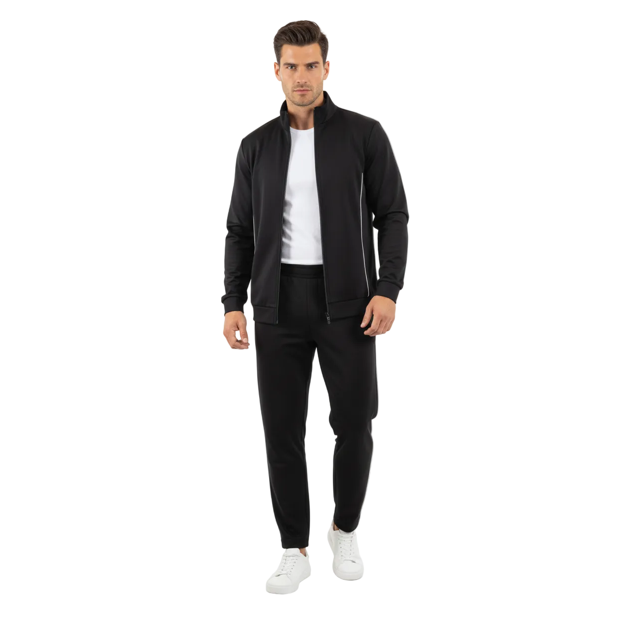 Men's Monte Carlo Turkey Jogging Suit 2pc Jump Set Stretchable 95164 Black