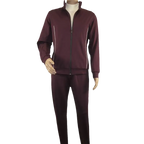 Men's Monte Carlo Turkey Jogging Suit 2pc Jump Set Stretchable 95164 Burgundy - J.Valintin Men's Wear Legend - 95164 - Burg - M