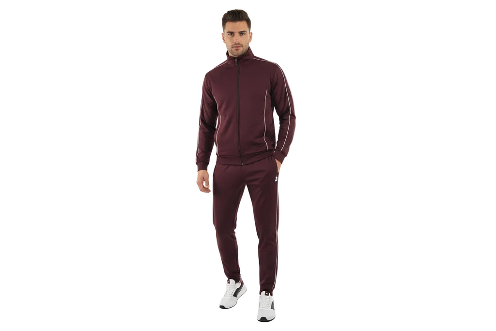 Men's Monte Carlo Turkey Jogging Suit 2pc Jump Set Stretchable 95164 Burgundy