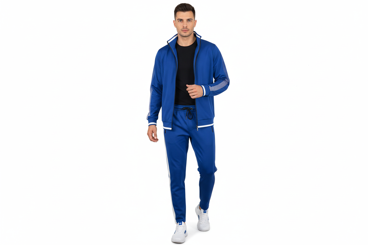 Men's Monte Carlo Turkey Jogging Suit 2pc Jump Set Stretchable 95183 Royal Blue