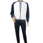 Men's Monte Carlo Turkey Jogging Suit 2pc Jump Set Stretchable 95192 Blue White - J.Valintin Men's Wear Legend - 95192 - Blue White - M