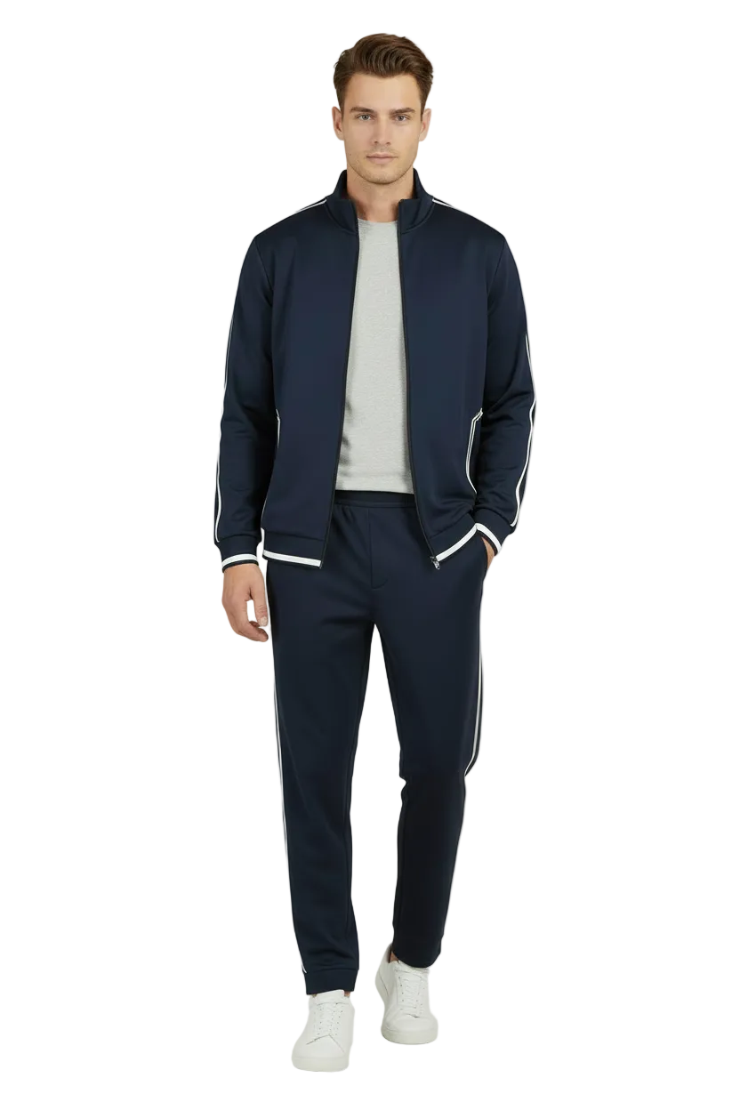 Men's Monte Carlo Turkey Jogging Suit 2pc Jump Set Stretchable 95209 Navy Blue