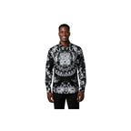 Mens Oscar Banks Brand Name Turkey Shirt Satin Floral European 6425 Black white - J.Valintin Men's Wear Legend - 2817