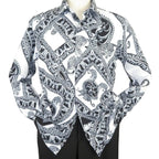 Mens Oscar Banks Turkey Shirt Satin Roman Lion Medusa European 6587 Black gray - J.Valintin Men's Wear Legend - 2960