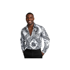 Mens Oscar Banks Turkey Shirt Satin Roman Lion Medusa European 6587 Black gray
