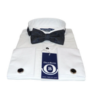 Mens Oscar Banks Turkish Formal Tuxedo Shirt Cotton Wing Tip Bow tie 5504 White - J.Valintin Men's Wear Legend - 67895