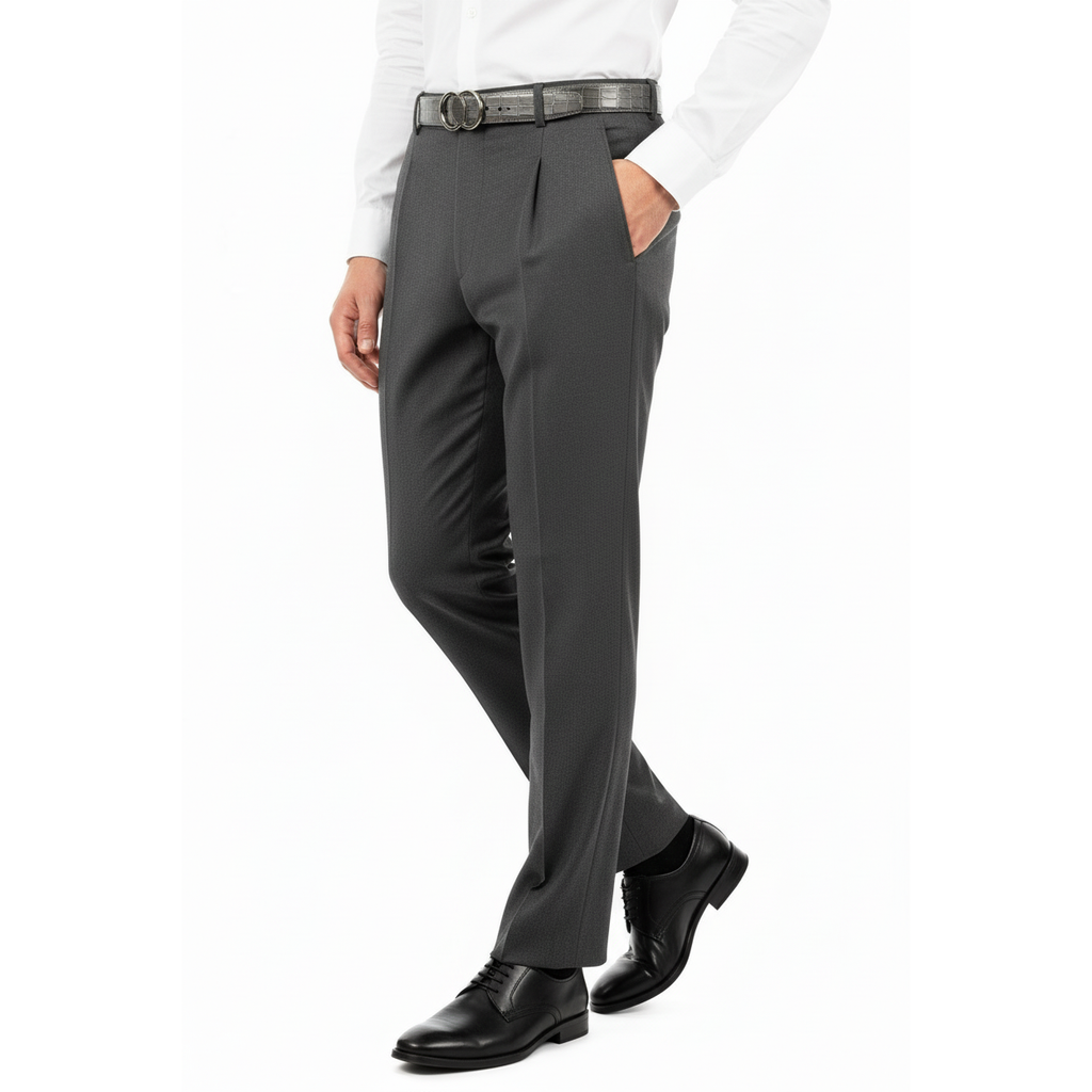 Men's Pants G.Manzoni None Wrinkle Wool Super 120's #056 Gray Made in Italy